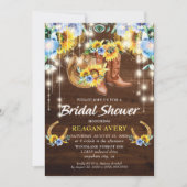 Rustic Boots Floral String Lights Vrijgezellenfees Kaart (Voorkant)