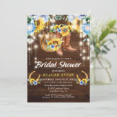 Rustic Boots Floral String Lights Vrijgezellenfees Kaart (Staand voorkant)