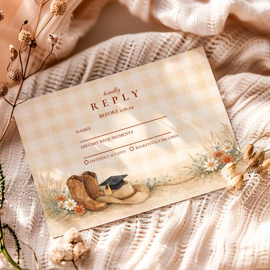 Rustic Boots Graduation Party RSVP Kaartje