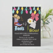 Rustic Boots or Bows Gender Reveal Kaart (Staand voorkant)