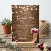 Rustic Boots Red Roses Floral Gradual Party Kaart