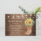 Rustic Boots String Lights Sunflower Vrijgezellenf Kaart (Staand voorkant)