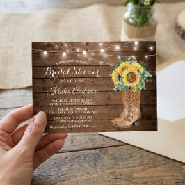 Rustic Boots String Lights Sunflower Vrijgezellenf Kaart