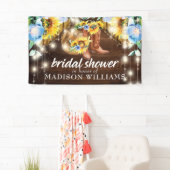 Rustic Boots String Lights Vrijgezellenfeest Custo Spandoek (Insitu)