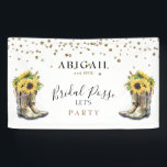 Rustic Boots Sunflower Bachelorette Banner<br><div class="desc">Bridal Posse Bachelorette Banner. Laten we gaan. Cowgirl Boots. Robuust. Zonnebloemen.</div>