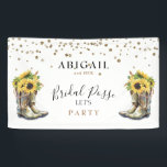 Rustic Boots Sunflower Bachelorette Banner<br><div class="desc">Bridal Posse Bachelorette Banner. Laten we gaan. Cowgirl Boots. Robuust. Zonnebloemen.</div>