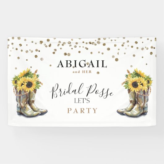 Rustic Boots Sunflower Bachelorette Banner (Horizontaal)