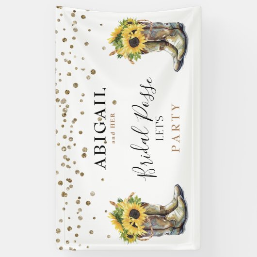 Rustic Boots Sunflower Bachelorette Banner (Verticaal)