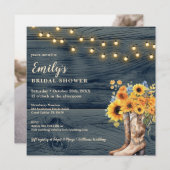 Rustic Boots Sunflower Bruids Douche Uitnodiging (Voorkant / Achterkant)