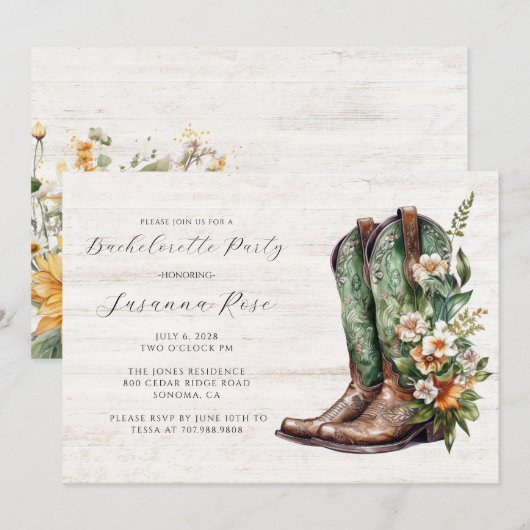 Rustic Boots vrijgezellenfeest Kaart (Voorkant / Achterkant)