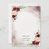 Rustic Bordeaux Blush Floral Wedding Invitation Kaart (Achterkant)