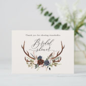 Rustic bordeaux marine bloem bruids douche bedankt informatiekaartje (Staand voorkant)