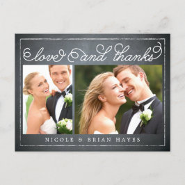 Rustic Border Wedding Bedankt Card - Krijtbord Briefkaart