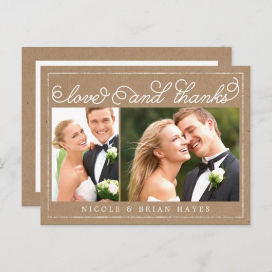 Rustic Border Wedding Dank u kaart - Craft (Voorkant / Achterkant)