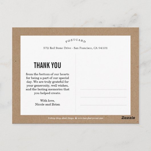 Rustic Border Wedding Dank u kaart - Craft (Achterkant)