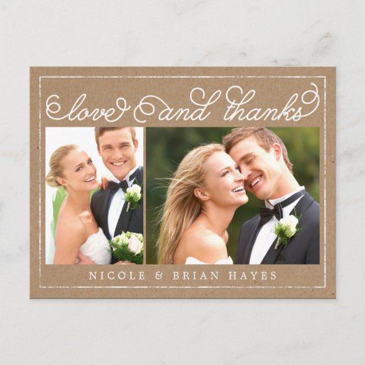 Rustic Border Wedding Dank u kaart - Craft (Voorkant)