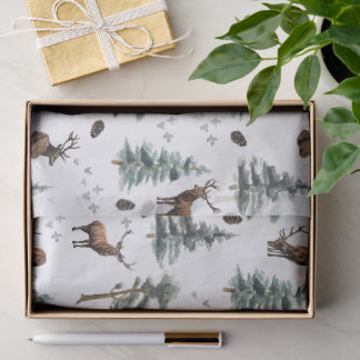Rustic bos bos herten / bok Kerstmis Tissuepapier