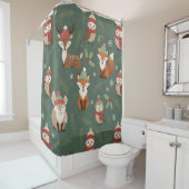 Rustic Bos Christmas Dierenpatroon Douchegordijn (In situ)