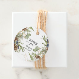 Rustic Bosgroen & Denneappels Favor Tags Bedankjes Labels