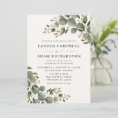 Rustic Botancial Eucalyptus Greenery Wedding Kaart (Staand voorkant)