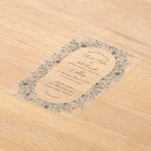 Rustic Botanical Acrylic Wedding Invitation Acryl Uitnodigingen (Laagn)