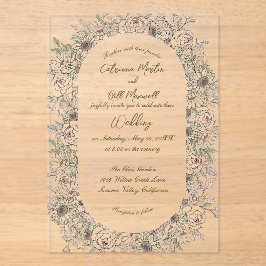 Rustic Botanical Acrylic Wedding Invitation Acryl Uitnodigingen