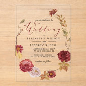 Rustic Botanical Autumn Fall Wedding Acryl Uitnodigingen (Voorkant)