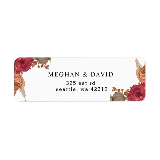 Rustic Botanical Autumn Fall Wedding Etiket (Voorkant)