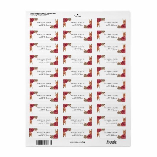 Rustic Botanical Autumn Fall Wedding Etiket (Full Sheet)