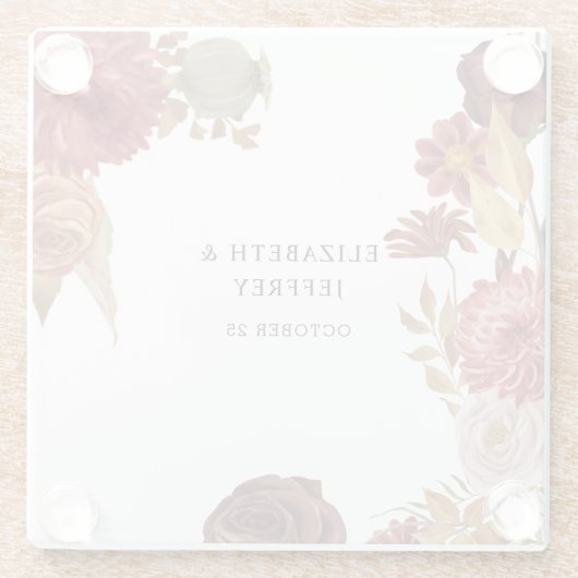 Rustic Botanical Autumn Fall Wedding Glazen Onderzetter (Achterkant)