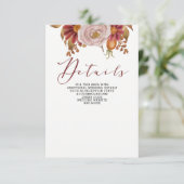 Rustic Botanical Autumn Fall Wedding Informatiekaartje (Staand voorkant)