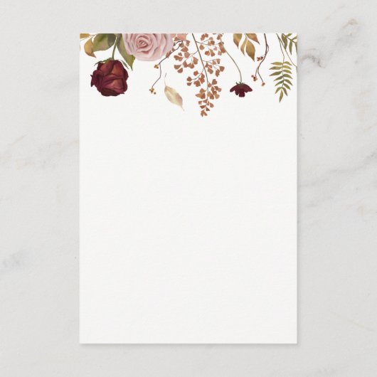 Rustic Botanical Autumn Fall Wedding Informatiekaartje (Achterkant)