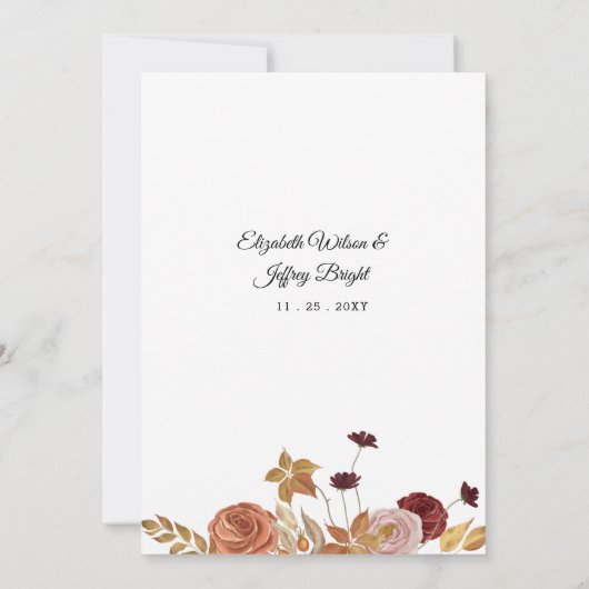 Rustic Botanical Autumn Fall Wedding Kaart (Achterkant)