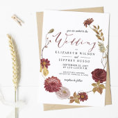 Rustic Botanical Autumn Fall Wedding Kaart