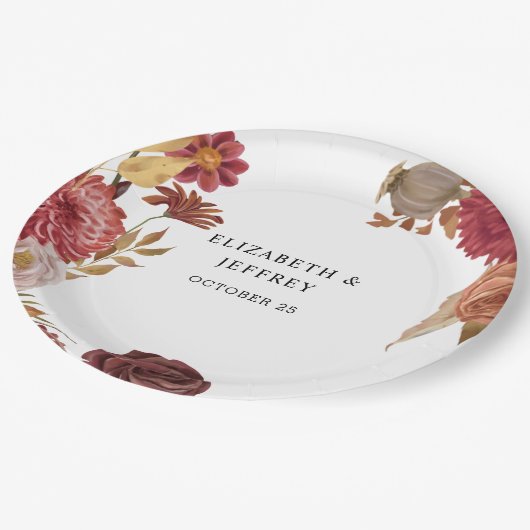 Rustic Botanical Autumn Fall Wedding Papieren Bordje (Gekanteld)