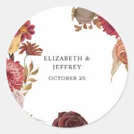 Rustic Botanical Autumn Fall Wedding Ronde Sticker