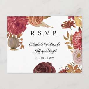 Rustic Botanical Autumn Fall Wedding RSVP Briefkaa Uitnodiging Briefkaart