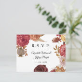 Rustic Botanical Autumn Fall Wedding RSVP Briefkaa Uitnodiging Briefkaart (Staand voorkant)