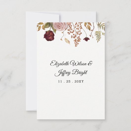Rustic Botanical Autumn Fall Wedding RSVP Kaartje (Achterkant)