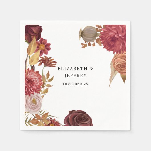 Rustic Botanical Autumn Fall Wedding Servet (Voorkant)