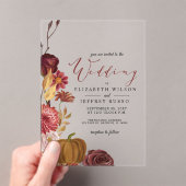Rustic Botanical Autumn Herfst Pumpkin Wedding Acryl Uitnodigingen (Insitu (Draagbaar))