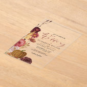 Rustic Botanical Autumn Herfst Pumpkin Wedding Acryl Uitnodigingen (Laagn)