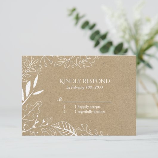 Rustic Botanical Backyard Wedding RSVP (Staand voorkant)