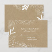 Rustic Botanical Backyard Wedding RSVP Kaartje (Voorkant / Achterkant)