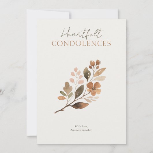 Rustic Botanical Brown Tones Branch Sympathy (Voorkant)