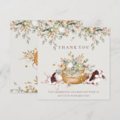 Rustic Botanical Bunny Baby shower - Hartelijk dan Bedankkaart (Voorkant / Achterkant)