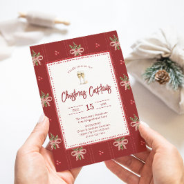 Rustic Botanical Christmas Party Invitation Kaart