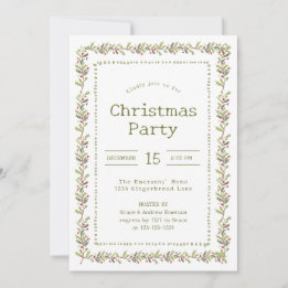 Rustic Botanical Christmas Party Kaart