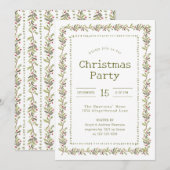 Rustic Botanical Christmas Party Kaart (Voorkant / Achterkant)