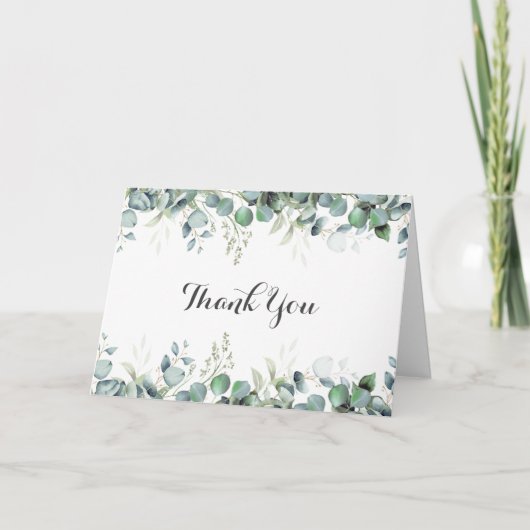 Rustic Botanical Eucalyptus Greenery Wedding Bedankkaart (Voorkant)